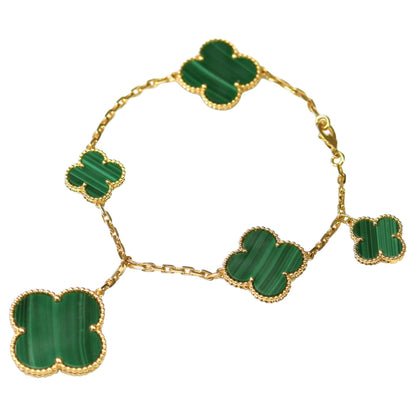 [Together]MAGIC CLOVER MALACHITE GOLD BRACELET 5 MOTIFS