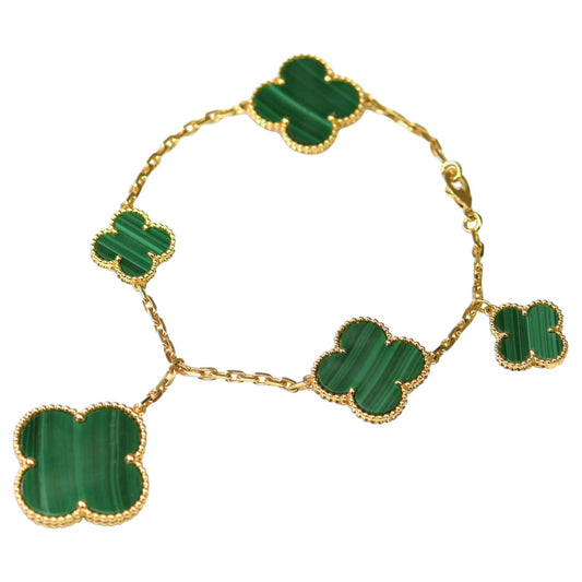 [Together]MAGIC CLOVER MALACHITE GOLD BRACELET 5 MOTIFS