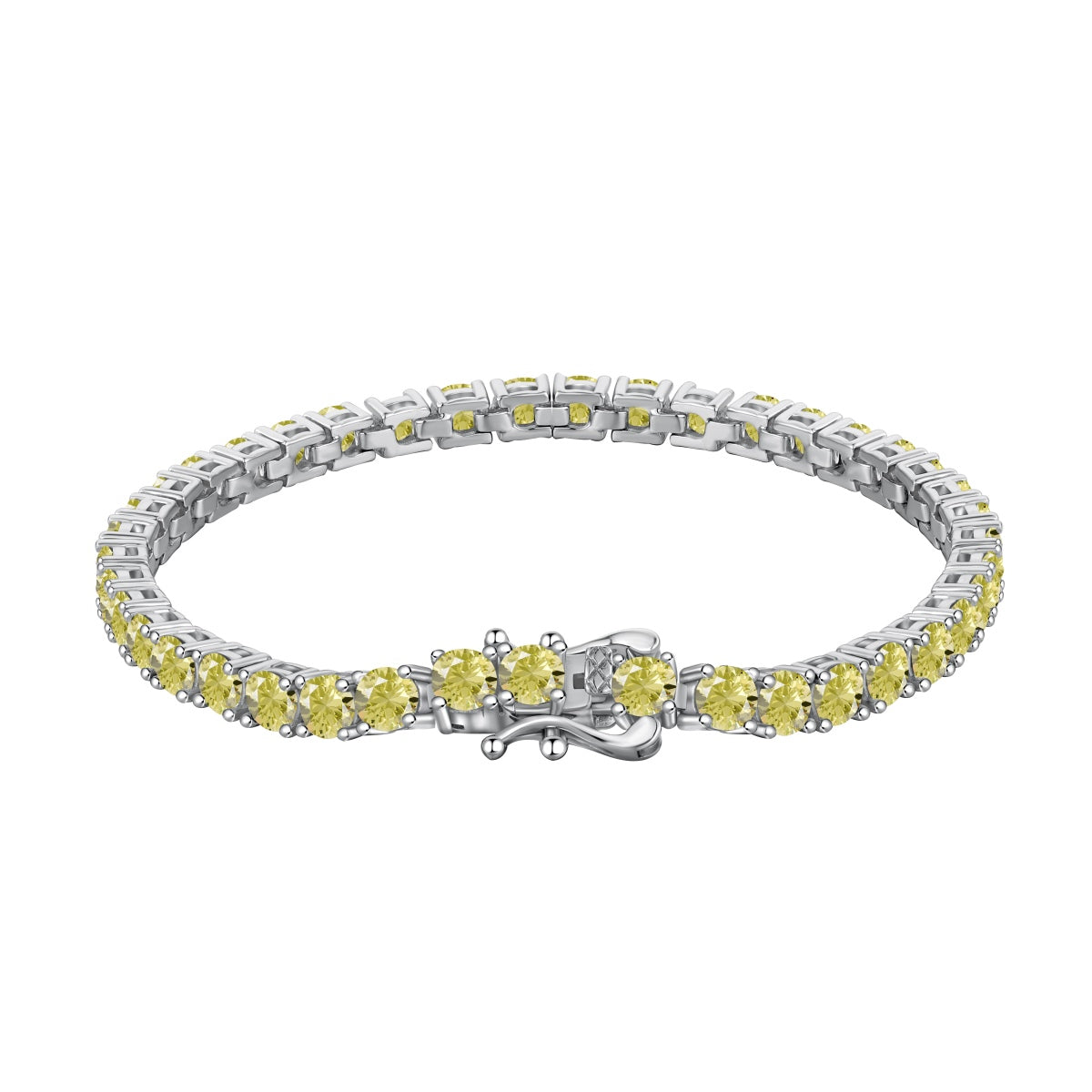 [Zusammen]Verziertes, schillerndes Tennisarmband mit Rundschliff