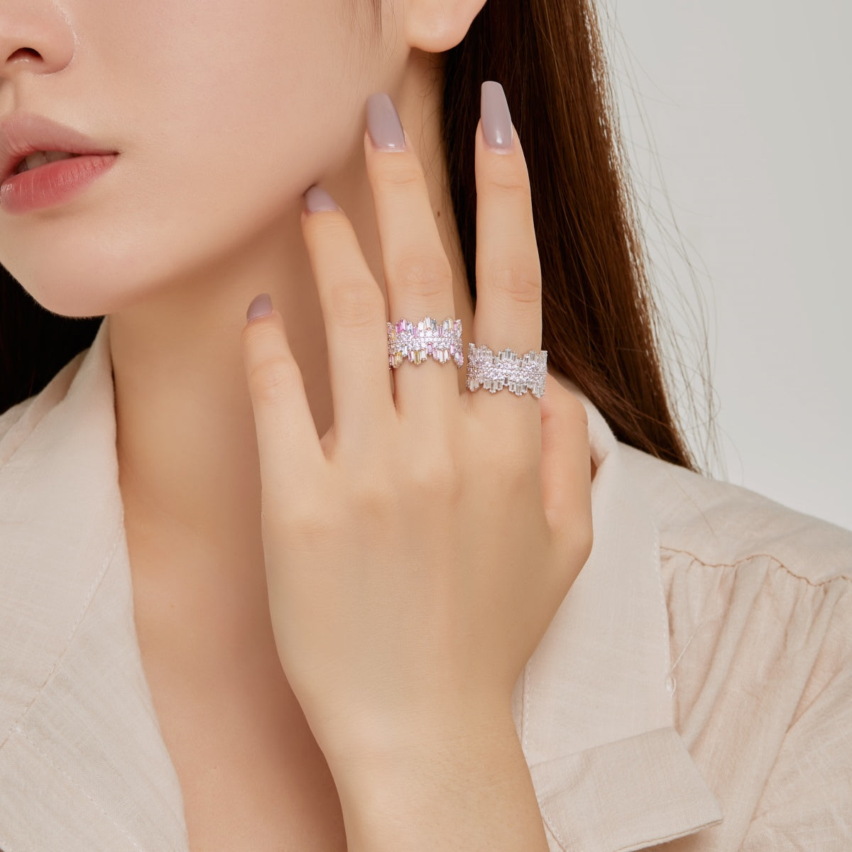 [Zusammen]Luxuriöser bunter Radiant Cut Alltagsring