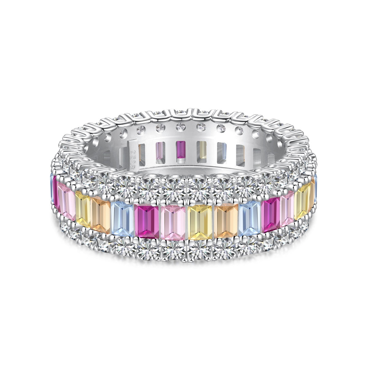 [Zusammen]Zierlicher bunter Radiant Cut Alltagsring