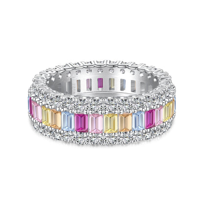 [Zusammen]Zierlicher bunter Radiant Cut Alltagsring