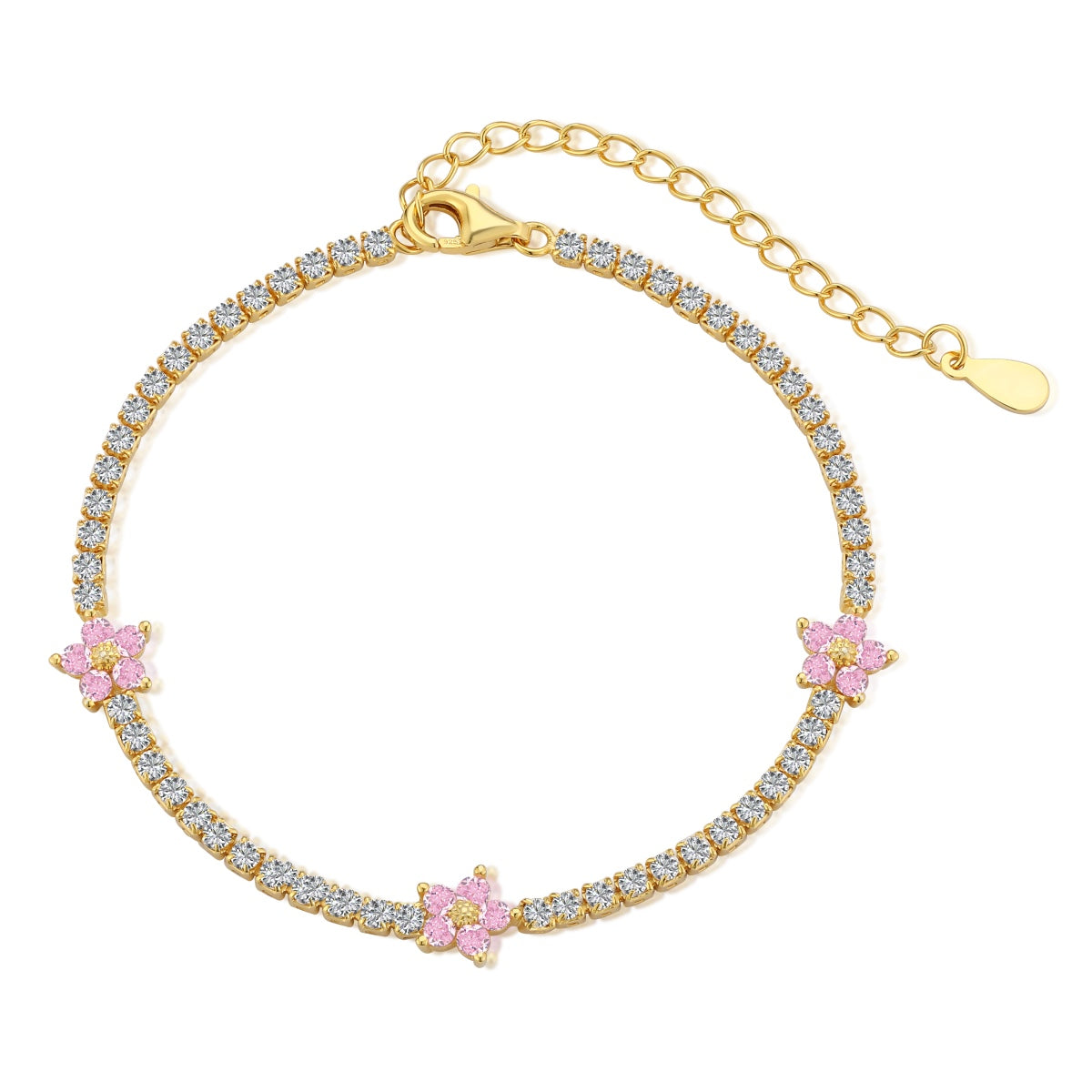 [Together]輝く花の形のテニスブレスレット