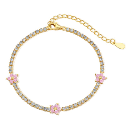 [Together]輝く花の形のテニスブレスレット