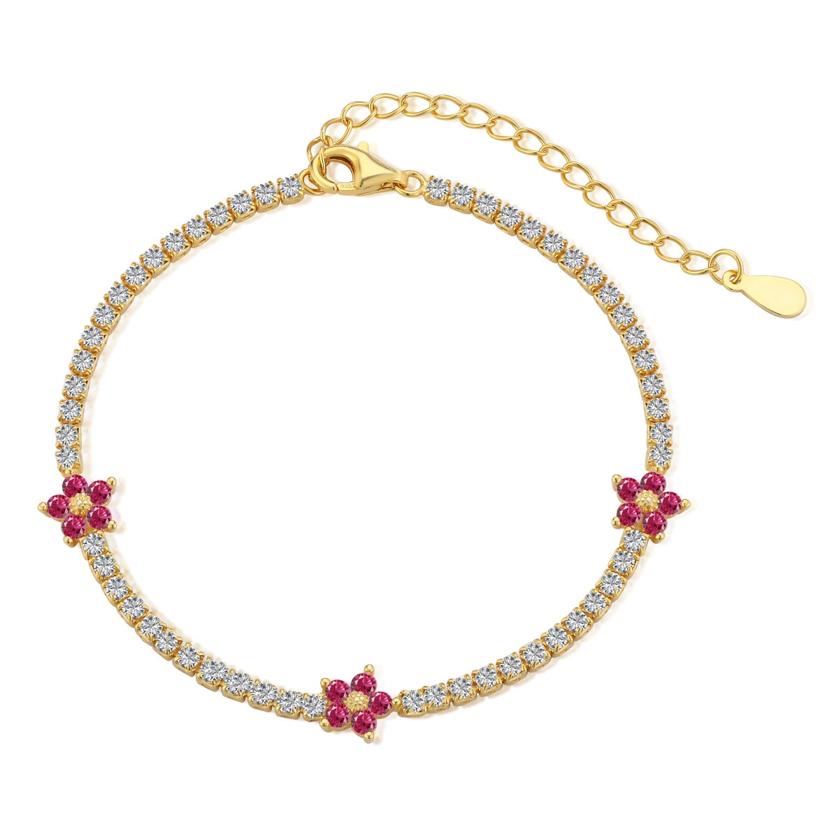 [Together]輝く花の形のテニスブレスレット