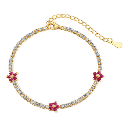 [Together]輝く花の形のテニスブレスレット
