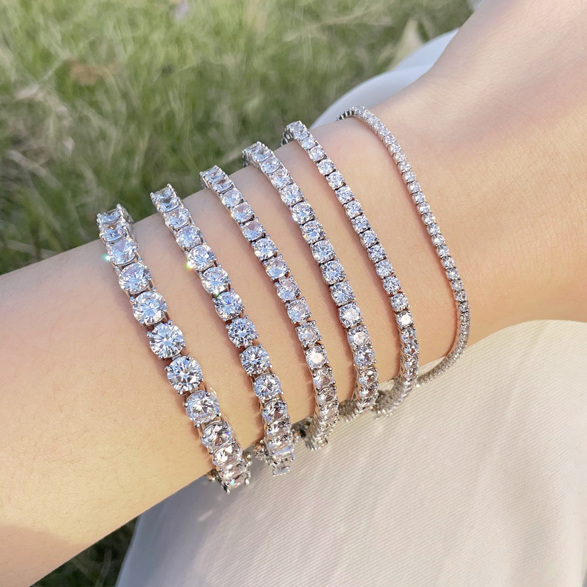 [Zusammen]Luxuriöses verziertes Tennisarmband mit Rundschliff