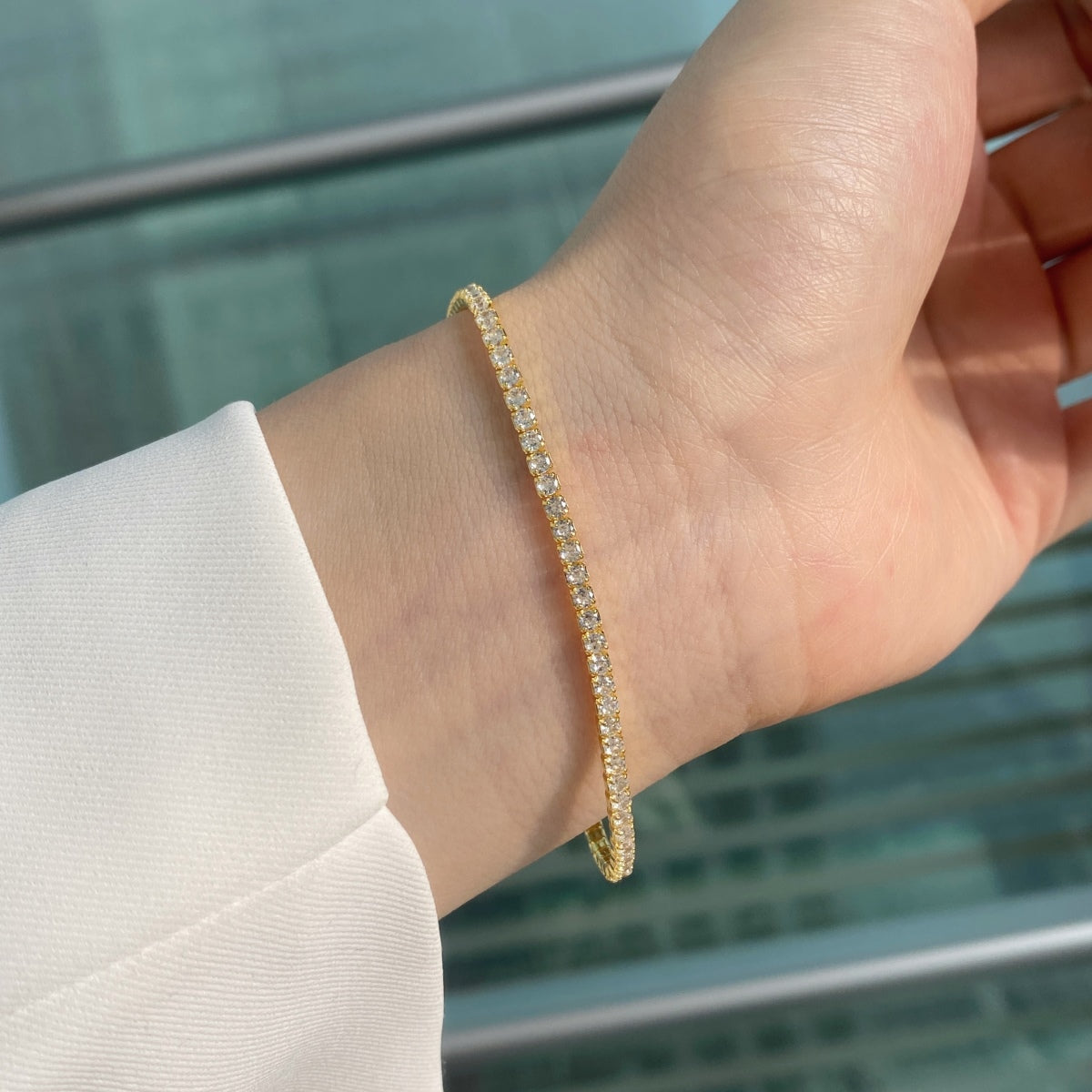 [Zusammen] Strahlendes buntes Party-Armband im Rundschliff