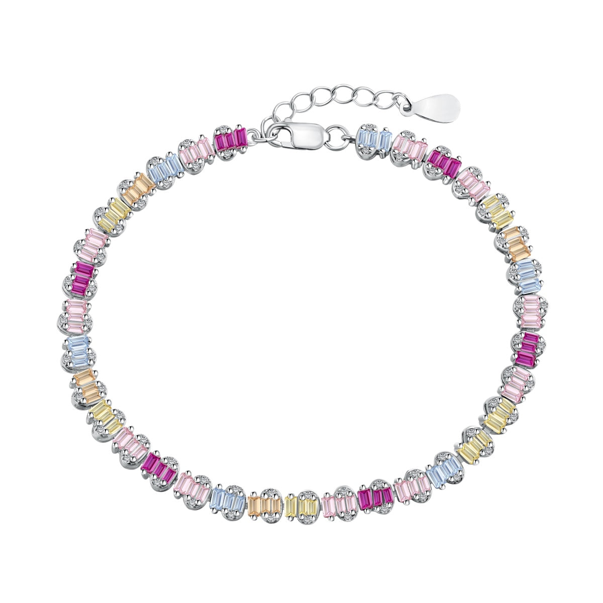 [Zusammen] Zartes, farbenfrohes Party-Armband im Smaragdschliff