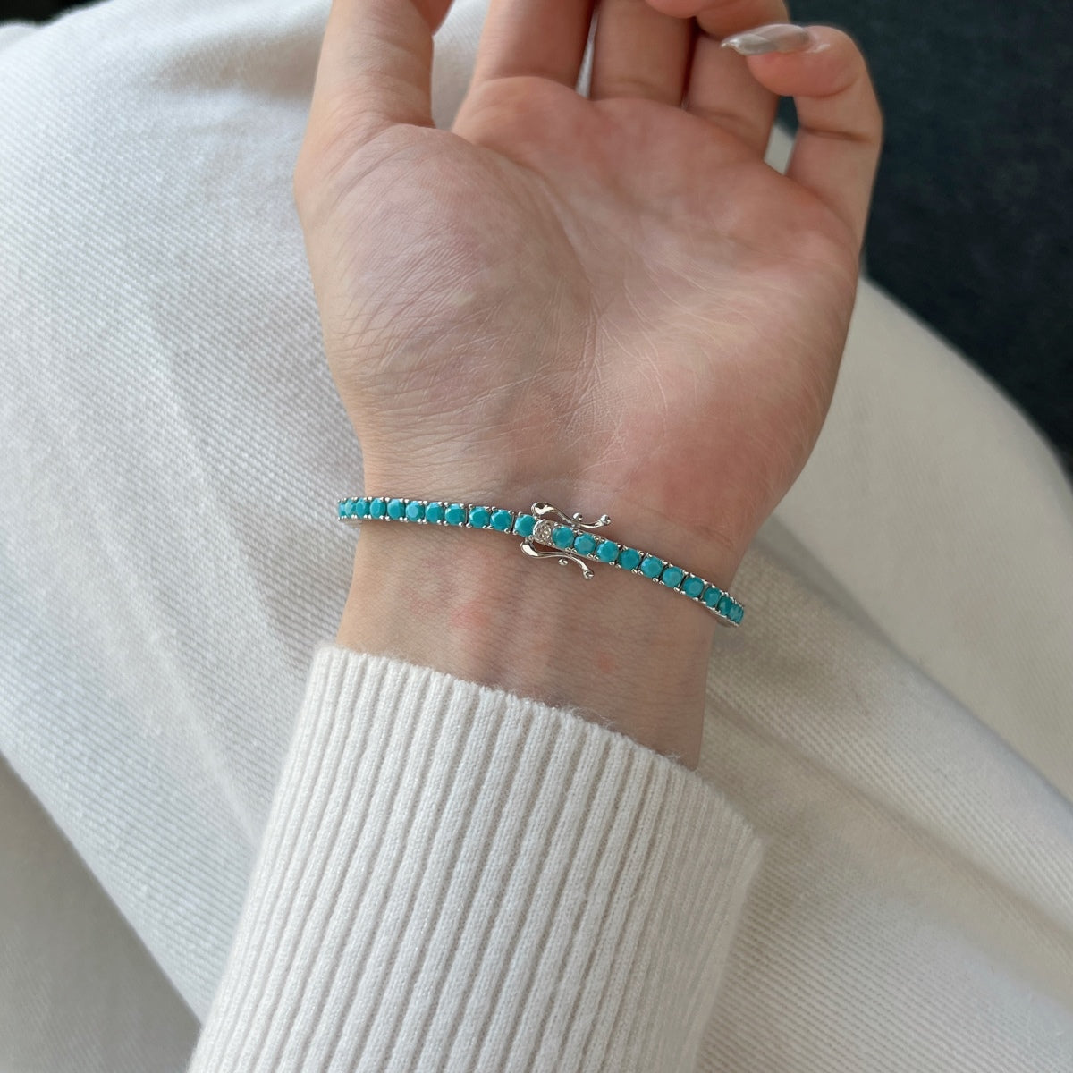 [Zusammen]Zierliches, bezauberndes Tennisarmband mit rundem Schliff