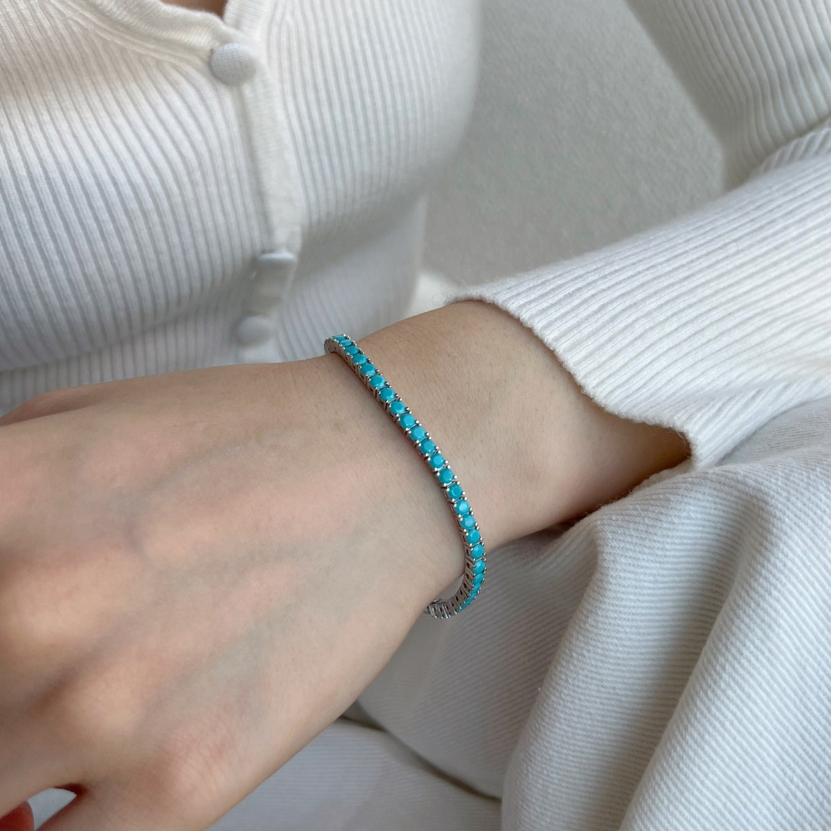 [Zusammen]Zierliches, bezauberndes Tennisarmband mit rundem Schliff
