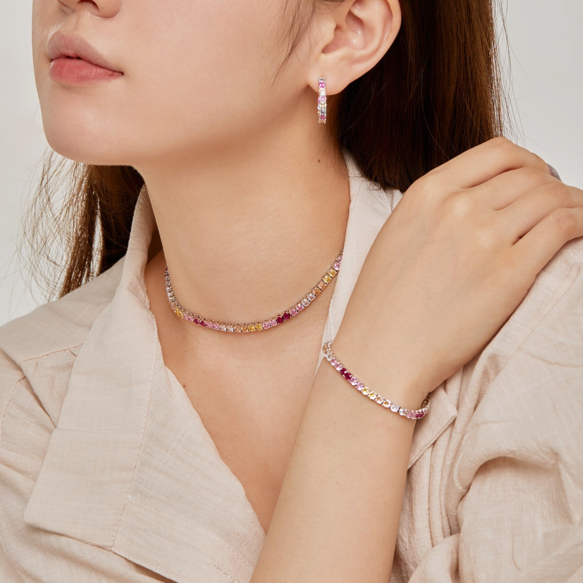 [Zusammen]Luxuriöses buntes romantisches Armband in Herzform für Liebhaber