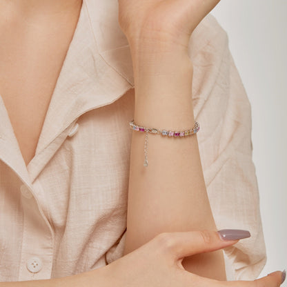 [Zusammen] Zartes, farbenfrohes Party-Armband im Smaragdschliff
