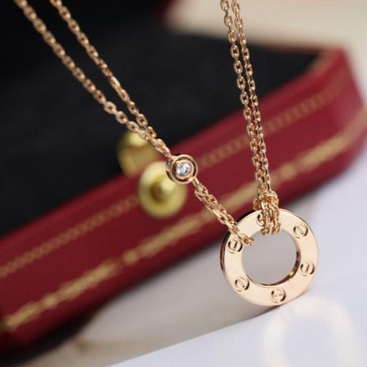 [Together Jewelry]LOVE NECKLACE ADJUSTABLE ROSE GOLD 2 DIAMOND