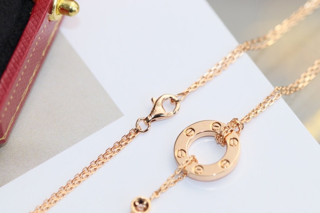 [Together Jewelry]LOVE NECKLACE ADJUSTABLE ROSE GOLD 2 DIAMOND