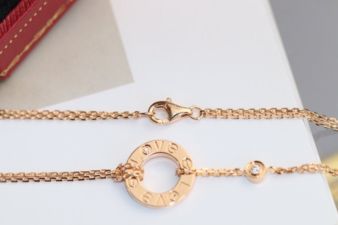 [Together Jewelry]LOVE NECKLACE ADJUSTABLE ROSE GOLD 2 DIAMOND