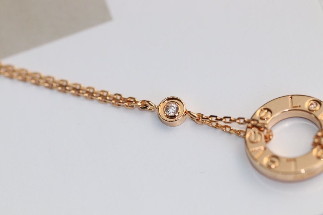 [Together Jewelry]LOVE NECKLACE ADJUSTABLE ROSE GOLD 2 DIAMOND