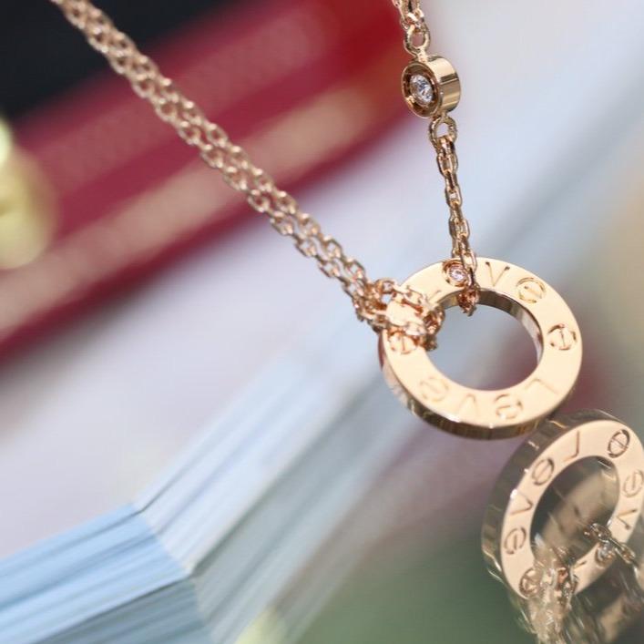 [Together Jewelry]LOVE NECKLACE ADJUSTABLE ROSE GOLD 2 DIAMOND