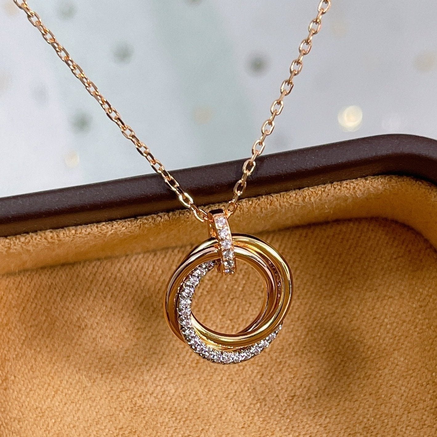 [Together Jewelry]TRINITY NECKLACE SILVER GOLD PINK GOLD DIAMONDS