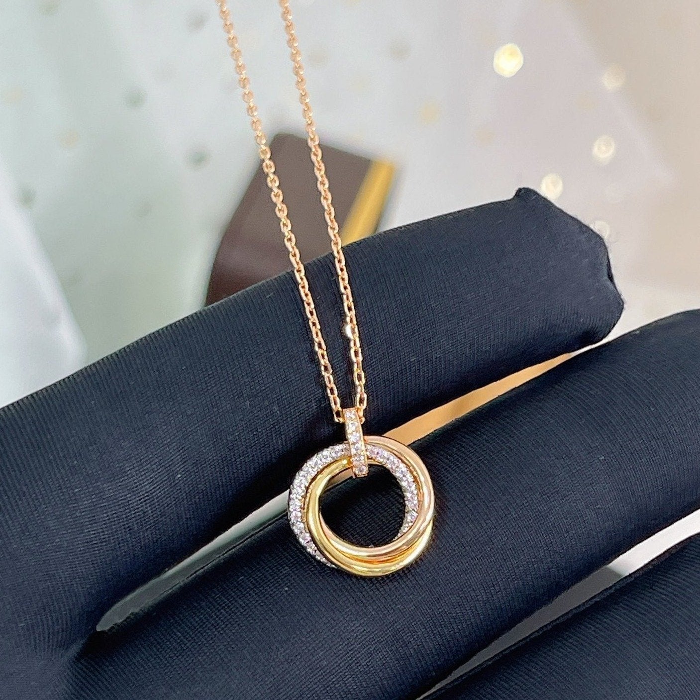 [Together Jewelry]TRINITY NECKLACE SILVER GOLD PINK GOLD DIAMONDS