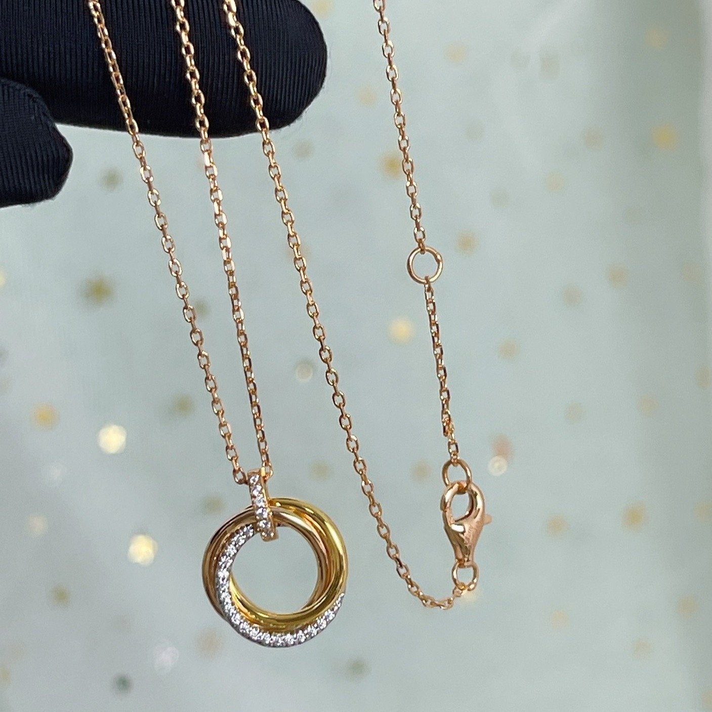 [Together Jewelry]TRINITY NECKLACE SILVER GOLD PINK GOLD DIAMONDS