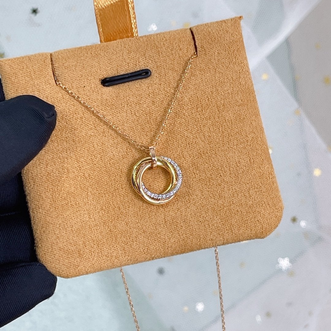 [Together Jewelry]TRINITY NECKLACE SILVER GOLD PINK GOLD DIAMONDS