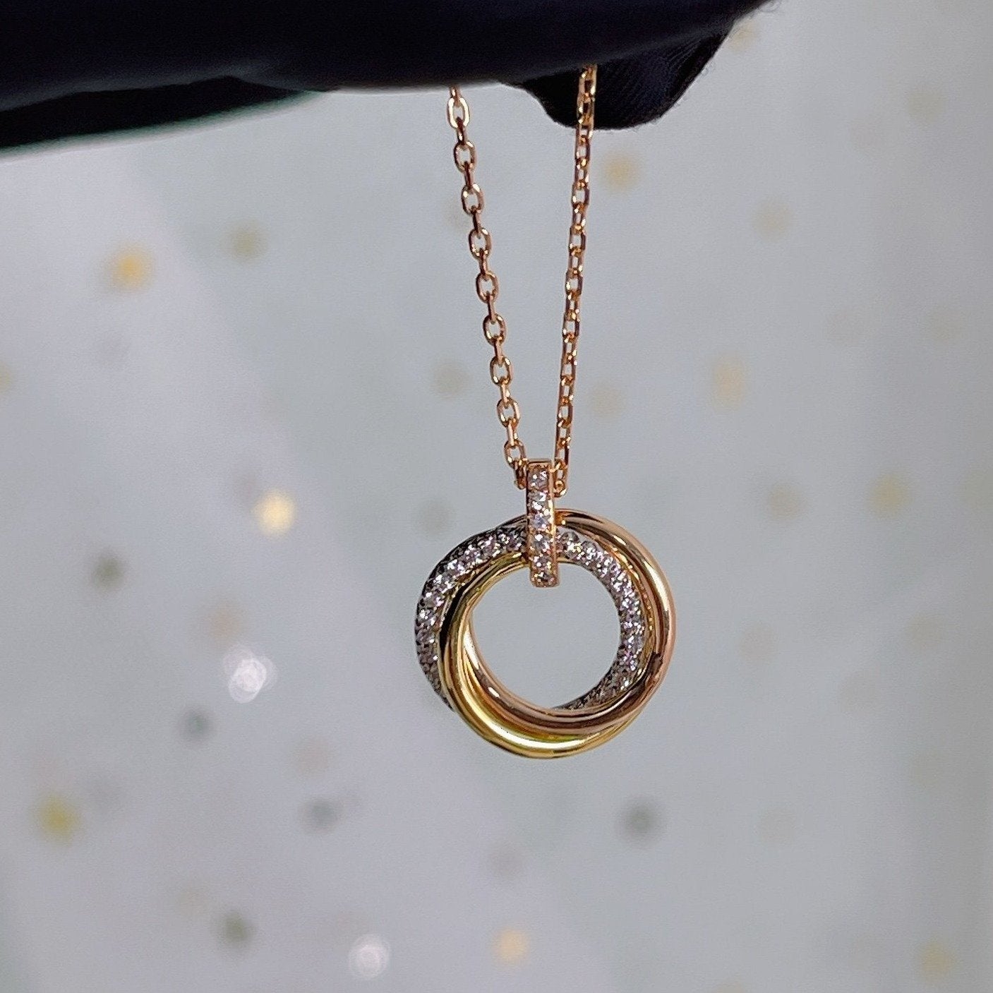 [Together Jewelry]TRINITY NECKLACE SILVER GOLD PINK GOLD DIAMONDS