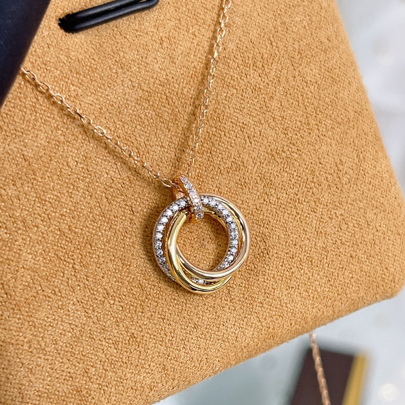 [Together Jewelry]TRINITY NECKLACE SILVER GOLD PINK GOLD DIAMONDS