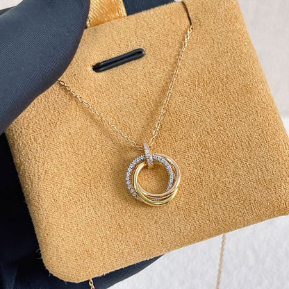 [Together Jewelry]TRINITY NECKLACE SILVER GOLD PINK GOLD DIAMONDS