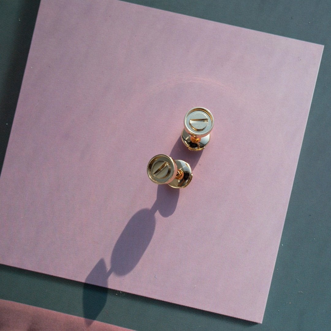 [Together Jewelry]LOVE EARRINGS PINK GOLD 10MM