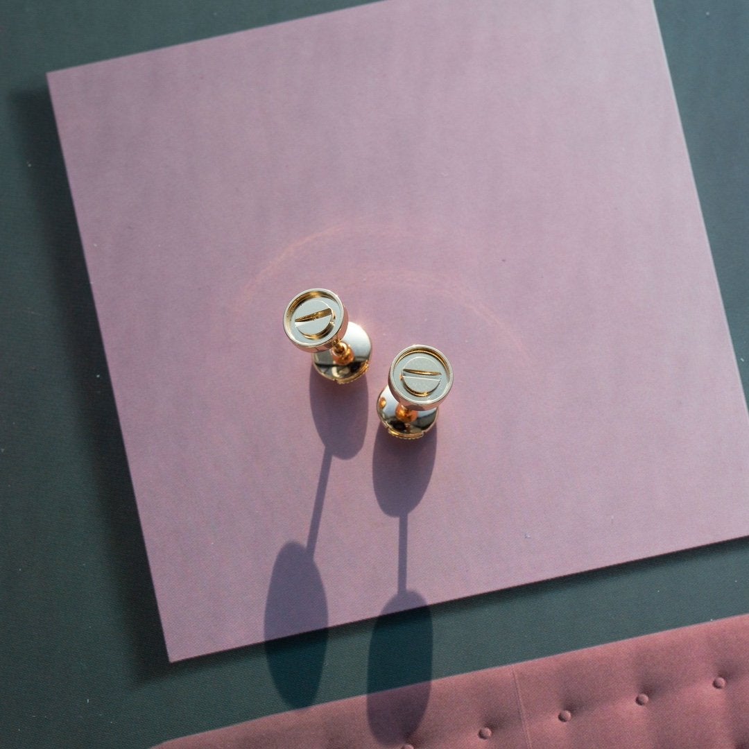 [Together Jewelry]LOVE EARRINGS PINK GOLD 10MM