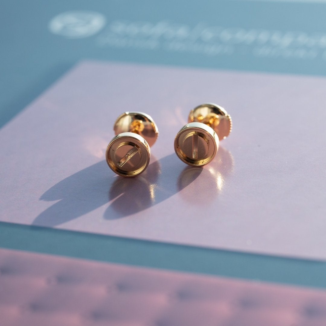 [Together Jewelry]LOVE EARRINGS PINK GOLD 10MM
