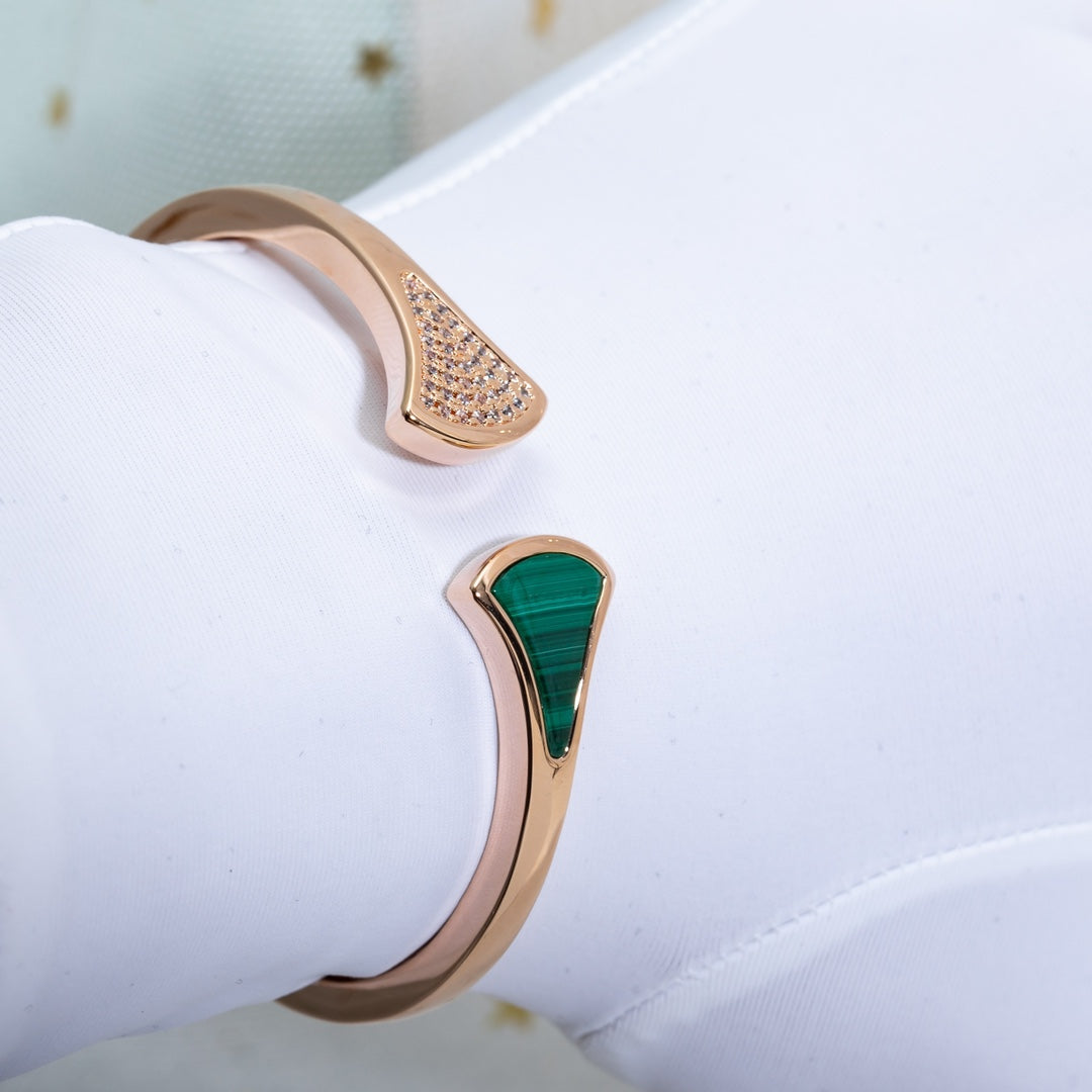 [Together Jewelry]DREAM BRACELET OPEN MALACHITE PINK GOLD