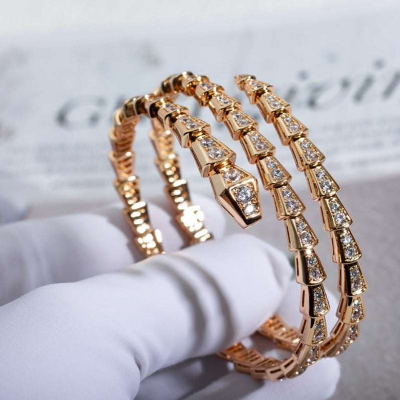 [Together Jewelry]SERPENTI BRACELET PINK GOLD DIAMOND DOUBLE ROW