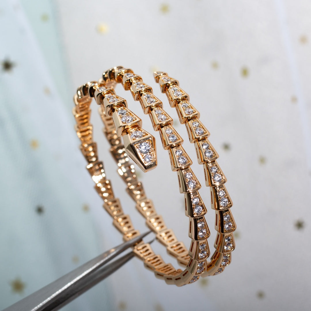 [Together Jewelry]SERPENTI BRACELET PINK GOLD DIAMOND DOUBLE ROW