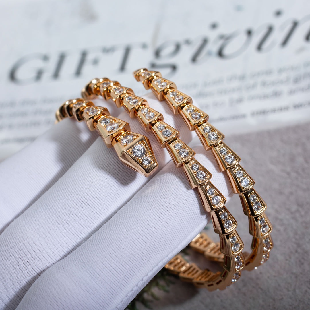 [Together Jewelry]SERPENTI BRACELET PINK GOLD DIAMOND DOUBLE ROW