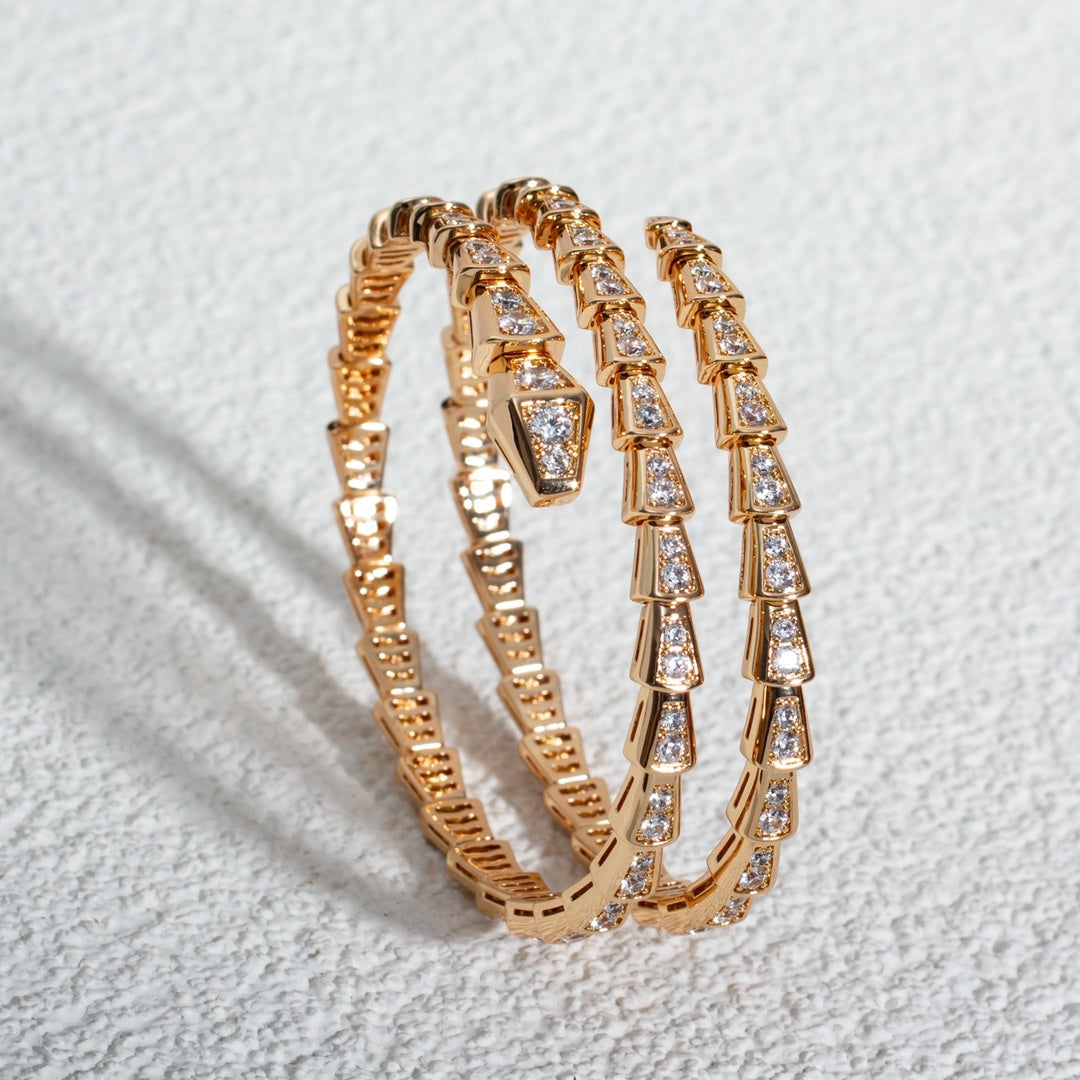 [Together Jewelry]SERPENTI BRACELET PINK GOLD DIAMOND DOUBLE ROW