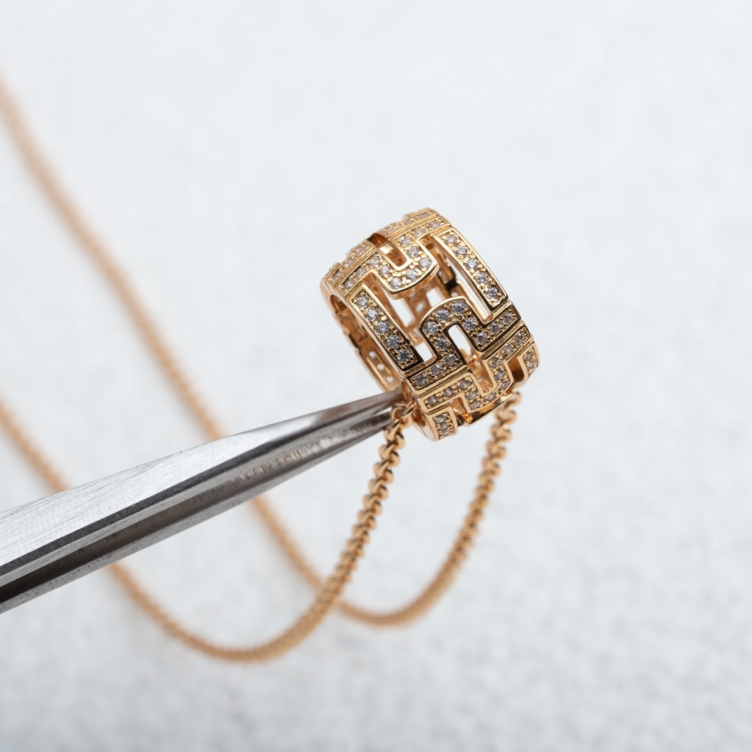 [Together Jewelry]PARENTESI NECKLACE PINK GOLD DIAMOND