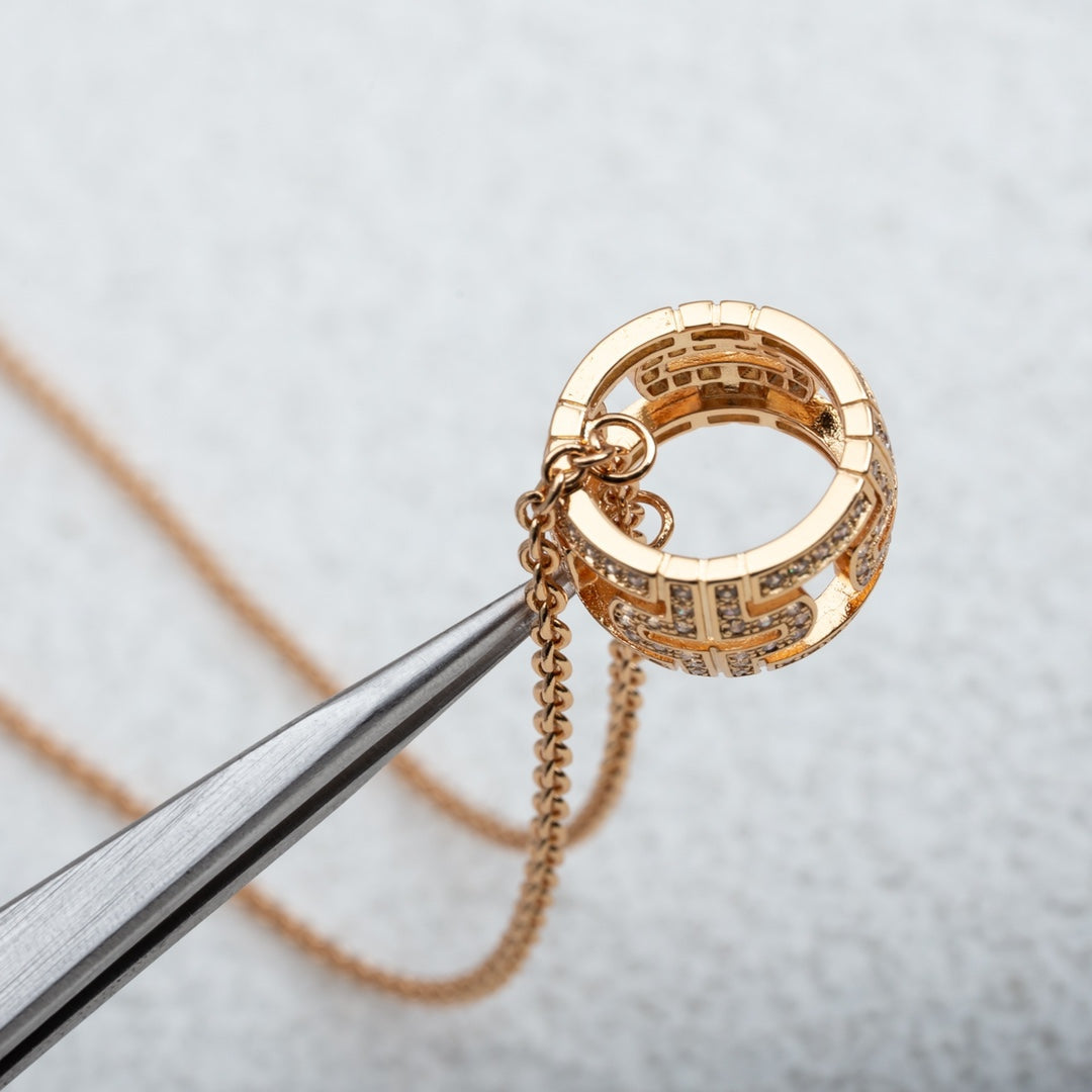 [Together Jewelry]PARENTESI NECKLACE PINK GOLD DIAMOND