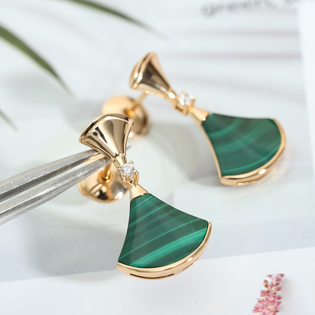[Together Jewelry]DREAM MALACHITE PINK GOLD EARRINGS