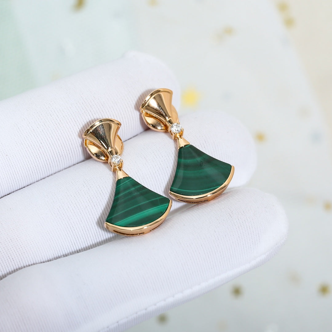 [Together Jewelry]DREAM MALACHITE PINK GOLD EARRINGS