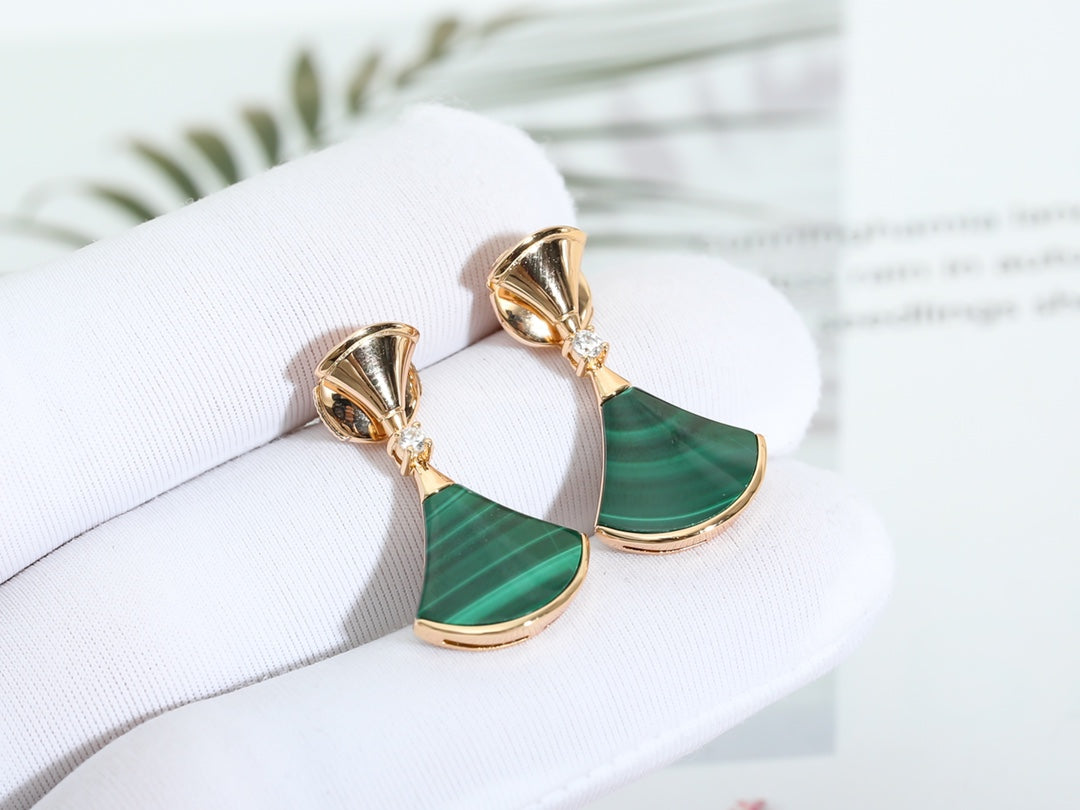 [Together Jewelry]DREAM MALACHITE PINK GOLD EARRINGS
