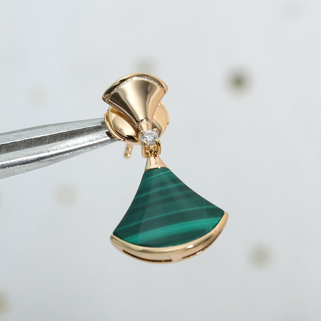 [Together Jewelry]DREAM MALACHITE PINK GOLD EARRINGS