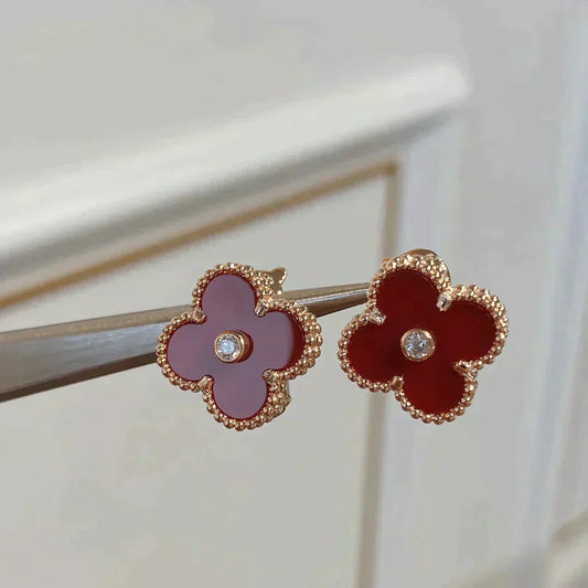 [Together]CLOVER MEDIUM 1 MOTIFS CARNELIAN  DIAMOND earrings
