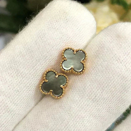 [Together]CLOVER MINI 9.5MM GRAY MOP EARRINGS