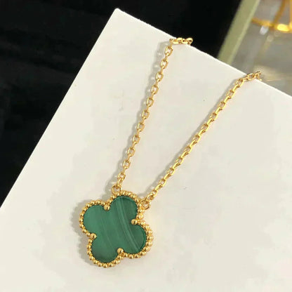 [Together]CLOVER 15MM MALACHITE SINGLE FLOWER  NECKLACE