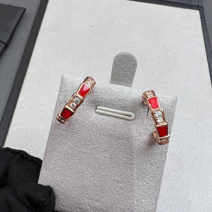 [Together Jewelry]SERPENTI CARNELIAN PINK GOLD EARRINGS