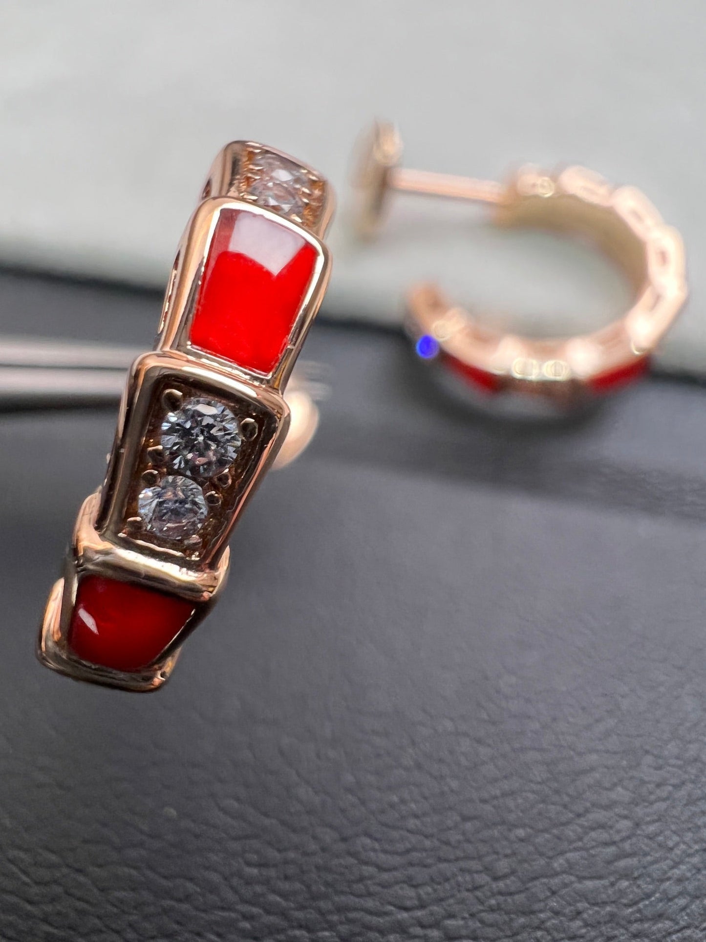 [Together Jewelry]SERPENTI CARNELIAN PINK GOLD EARRINGS
