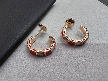 [Together Jewelry]SERPENTI CARNELIAN PINK GOLD EARRINGS