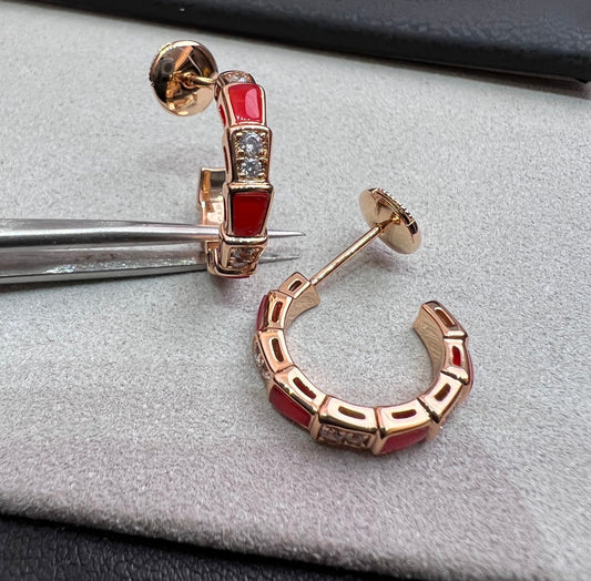 [Together Jewelry]SERPENTI CARNELIAN PINK GOLD EARRINGS